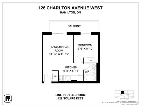 A floor plan for a property at 126 Charlton Avenue West in Hamilton, ON.